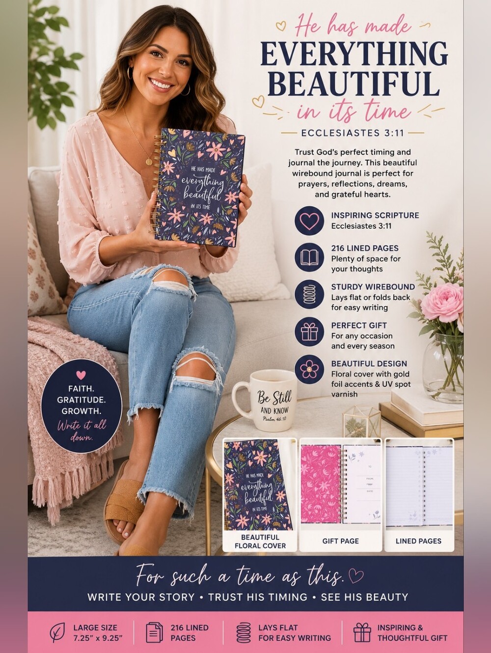 Everything Beautiful Large Wirebound Journal | Ecclesiastes 3:11 | Christian